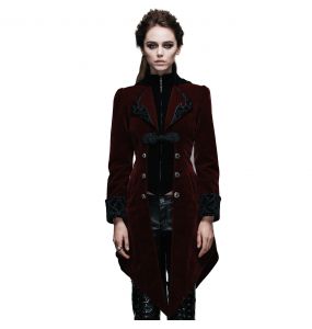 Burgundy Velvet 'Algonda' Swallow Tail Jacket