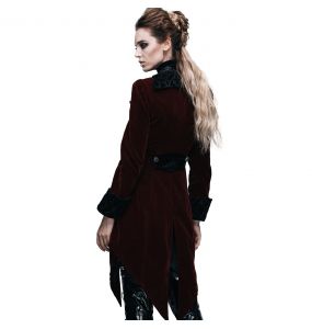 Burgundy Velvet 'Algonda' Swallow Tail Jacket