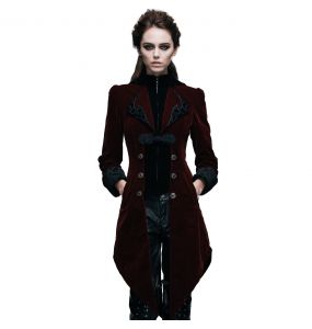 Burgundy Velvet 'Algonda' Swallow Tail Jacket