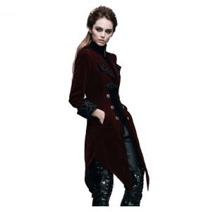 Burgundy Velvet 'Algonda' Swallow Tail Jacket