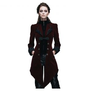 Burgundy Velvet 'Algonda' Swallow Tail Jacket