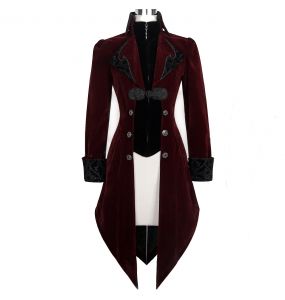 Burgundy Velvet 'Algonda' Swallow Tail Jacket