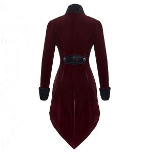 Burgundy Velvet 'Algonda' Swallow Tail Jacket