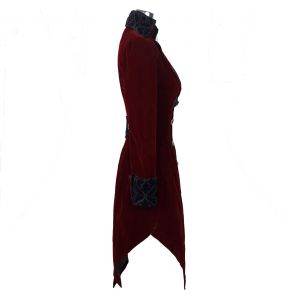 Burgundy Velvet 'Algonda' Swallow Tail Jacket