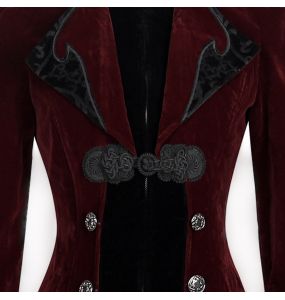 Burgundy Velvet 'Algonda' Swallow Tail Jacket