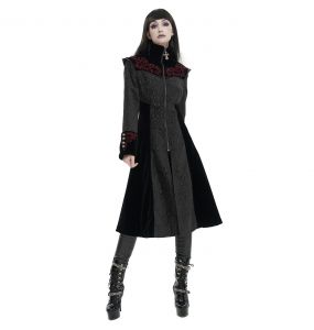 Grey Jacquard and Black Velvet 'Limiteti' Coat