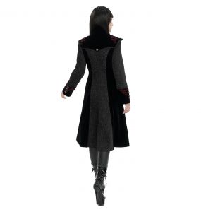 Grey Jacquard and Black Velvet 'Limiteti' Coat