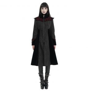 Grey Jacquard and Black Velvet 'Limiteti' Coat