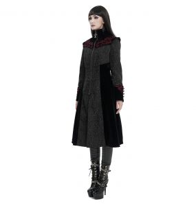 Grey Jacquard and Black Velvet 'Limiteti' Coat