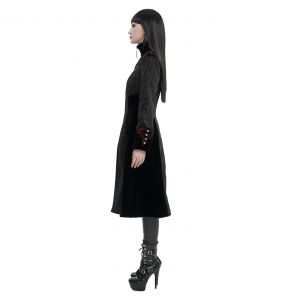 Grey Jacquard and Black Velvet 'Limiteti' Coat