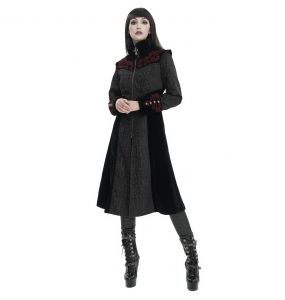 Manteau 'Limiteti' en Jacquard Gris et Velours Noir