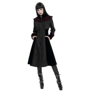 Grey Jacquard and Black Velvet 'Limiteti' Coat