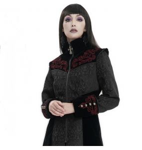 Grey Jacquard and Black Velvet 'Limiteti' Coat