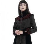 Manteau 'Limiteti' en Jacquard Gris et Velours Noir