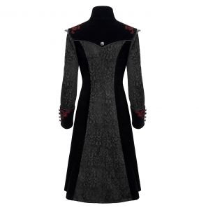 Grey Jacquard and Black Velvet 'Limiteti' Coat