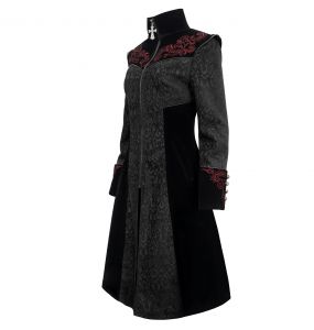 Grey Jacquard and Black Velvet 'Limiteti' Coat