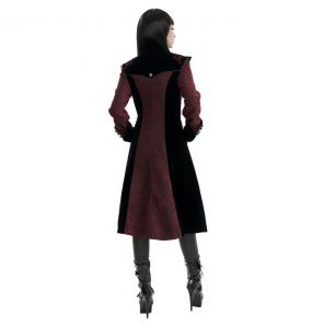 Manteau 'Limiteti' en Jacquard Rouge et Velours Noir