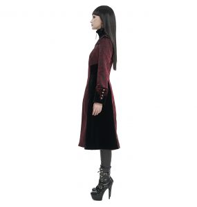 Red Jacquard and Black Velvet 'Limiteti' Coat