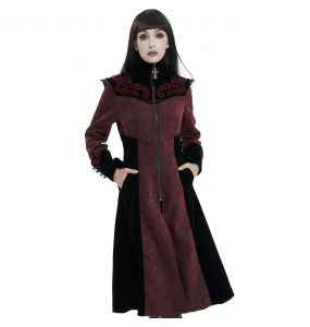 Manteau 'Limiteti' en Jacquard Rouge et Velours Noir