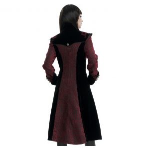 Manteau 'Limiteti' en Jacquard Rouge et Velours Noir