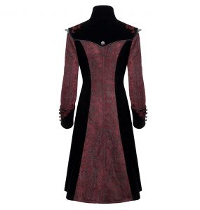 Red Jacquard and Black Velvet 'Limiteti' Coat