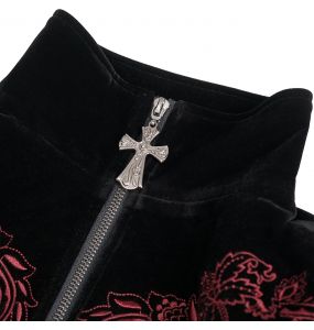 Manteau 'Limiteti' en Jacquard Rouge et Velours Noir