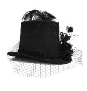 Females Black 'Mc Dermot' Victorian Top Hat