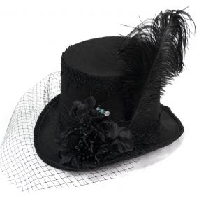 Females Black 'Mc Dermot' Victorian Top Hat