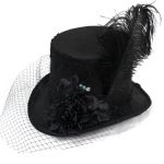 Females Black 'Mc Dermot' Victorian Top Hat