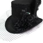 Females Black 'Mc Dermot' Victorian Top Hat