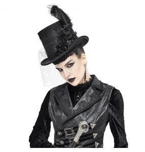 Females Black 'Mc Dermot' Victorian Top Hat