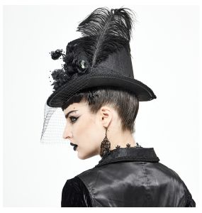 Females Black 'Mc Dermot' Victorian Top Hat