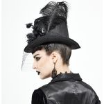 Females Black 'Mc Dermot' Victorian Top Hat