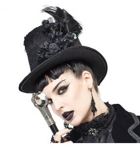 Females Black 'Mc Dermot' Victorian Top Hat