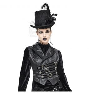 Females Black 'Mc Dermot' Victorian Top Hat