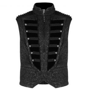 Gilet 'Silvanus' en Brocart et Velours Noirs