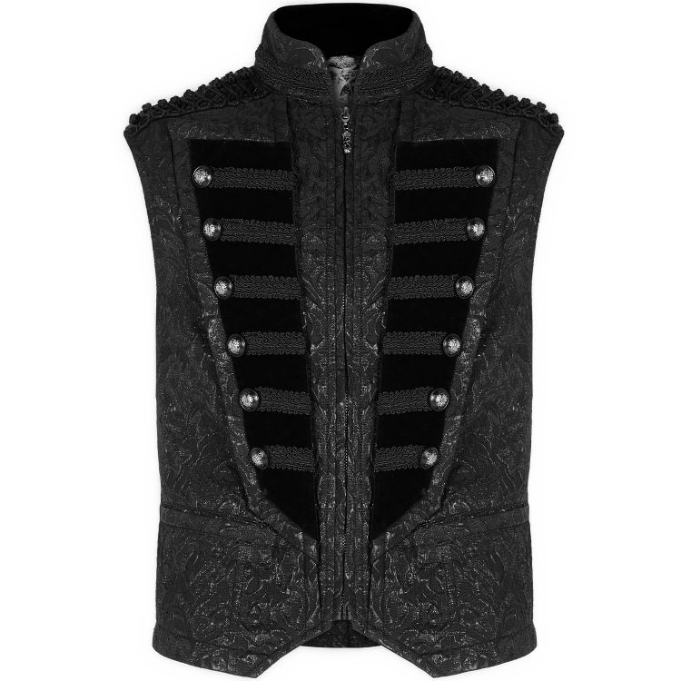 Gilet 'Silvanus' en Brocart et Velours Noirs