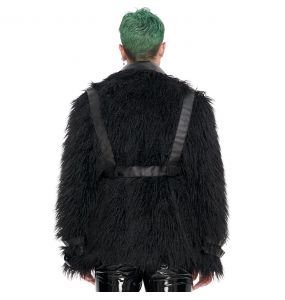 Black Vegan Leather and Fur 'Ildebad' Jacket