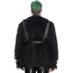 Black Vegan Leather and Fur 'Ildebad' Jacket