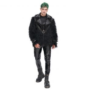 Black Vegan Leather and Fur 'Ildebad' Jacket