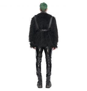 Black Vegan Leather and Fur 'Ildebad' Jacket