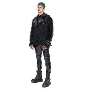 Black Vegan Leather and Fur 'Ildebad' Jacket