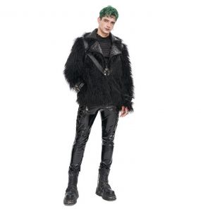 Black Vegan Leather and Fur 'Ildebad' Jacket