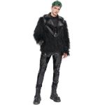 Blouson 'Ildebad' en Simili Cuir et Fourrure Noirs