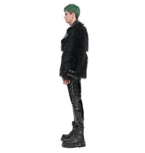 Black Vegan Leather and Fur 'Ildebad' Jacket