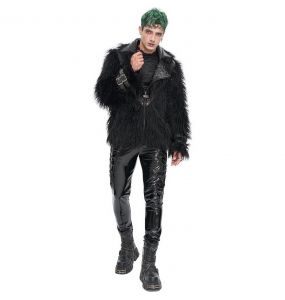 Black Vegan Leather and Fur 'Ildebad' Jacket