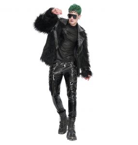 Black Vegan Leather and Fur 'Ildebad' Jacket