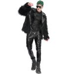 Black Vegan Leather and Fur 'Ildebad' Jacket