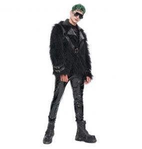 Black Vegan Leather and Fur 'Ildebad' Jacket