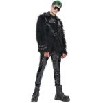 Black Vegan Leather and Fur 'Ildebad' Jacket